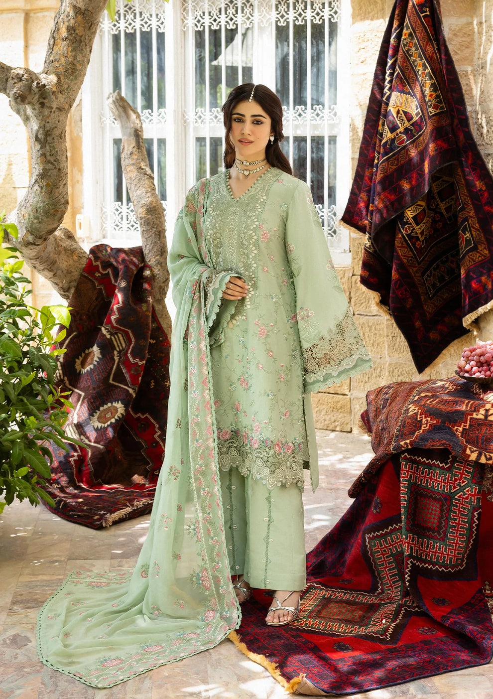 Kahf - Karandi with Embroidered Chiffon Collection '25