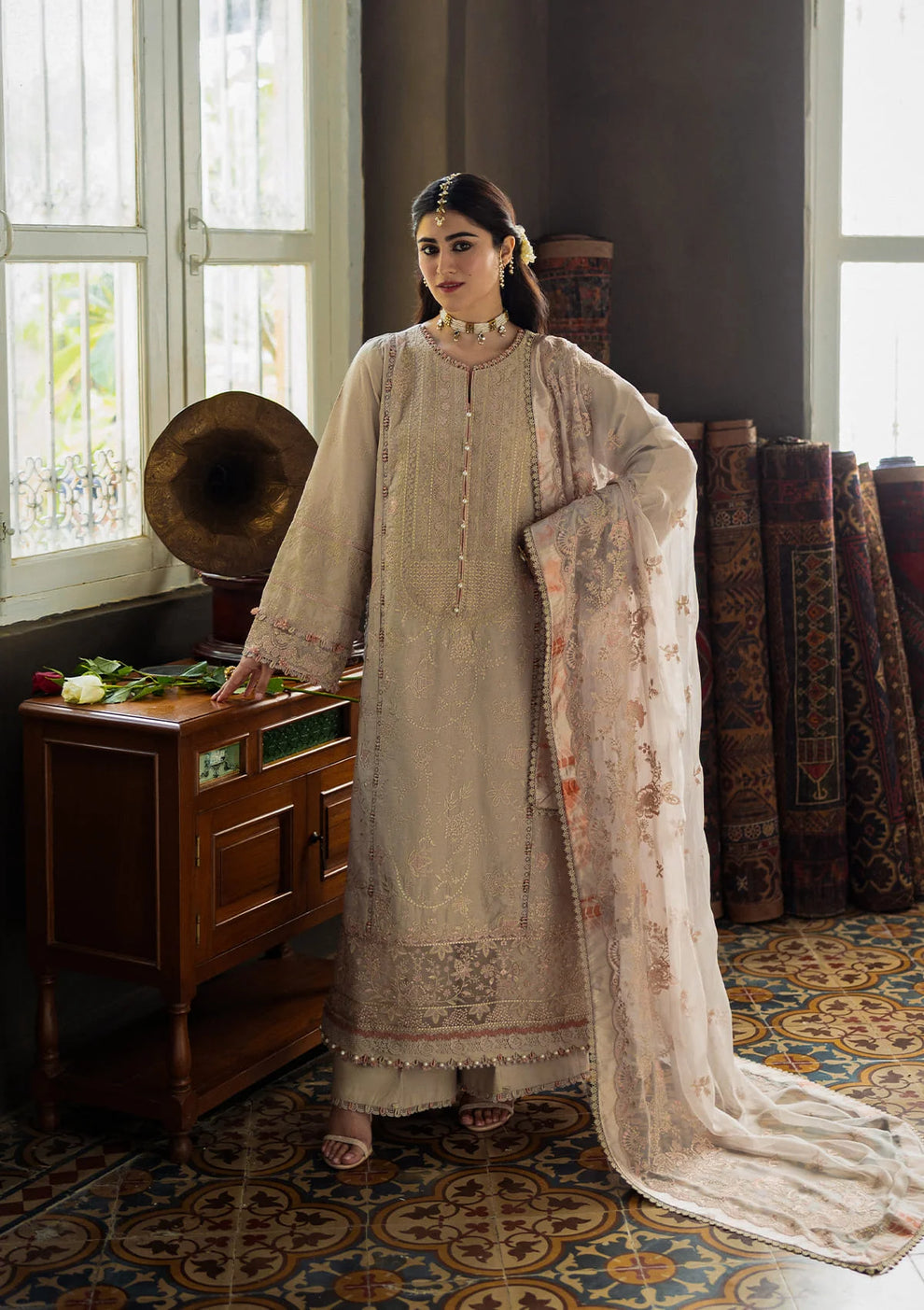 Kahf - Karandi with Embroidered Chiffon Collection '25
