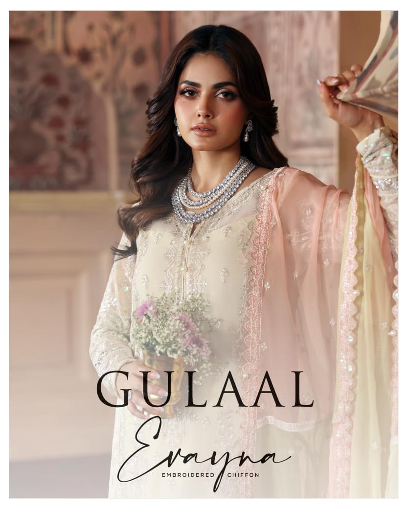 Gulaal | Evayna Embroidered Chiffon | Vezeen