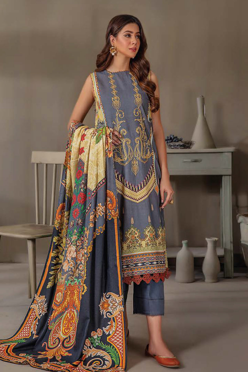 Lala - Sana & Samia Embroidered Woolen Print Collection